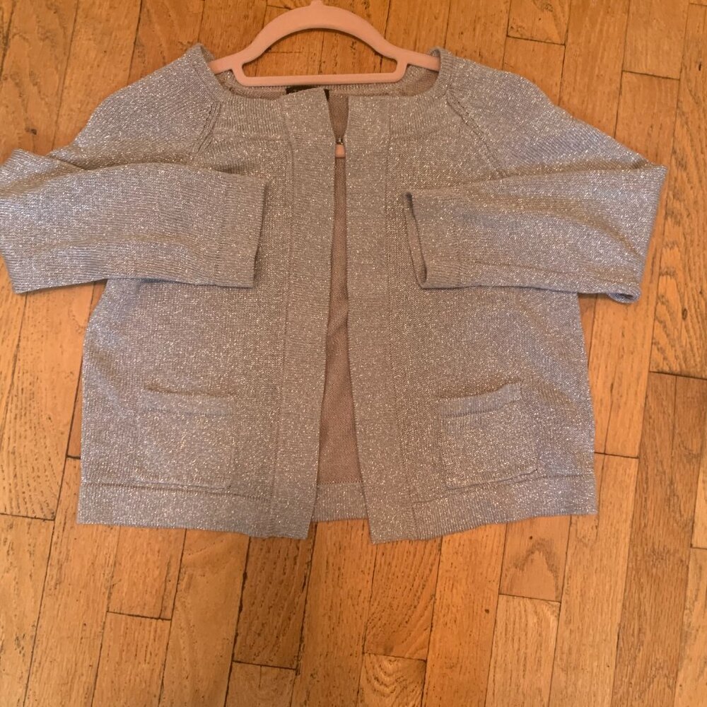 TALBOTS SILVER THREAD CARDIGAN. Sparkles